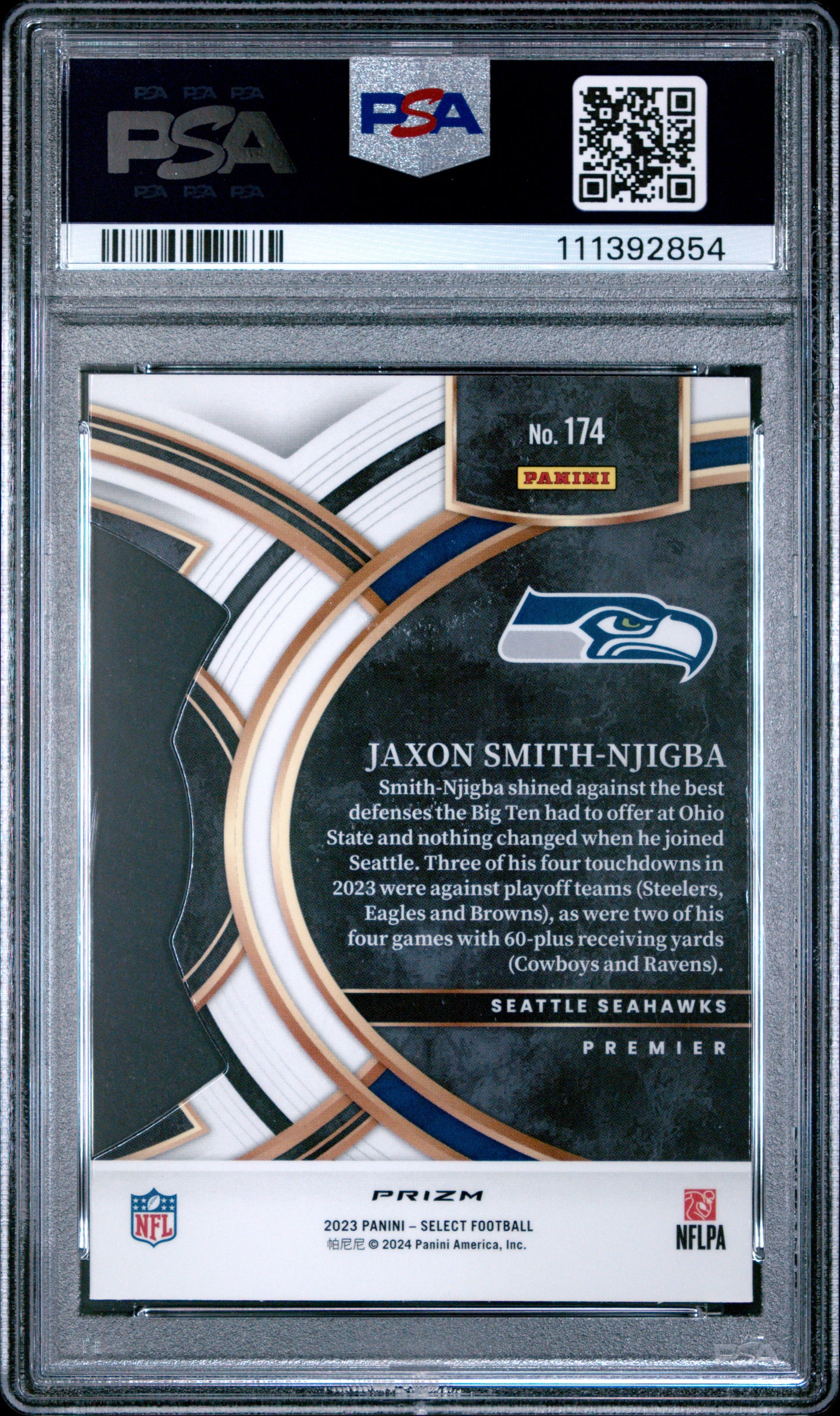 2023 Panini Select Jaxon Smith-Njigba #174 - Red & Yellow PSA 10 Seahawks