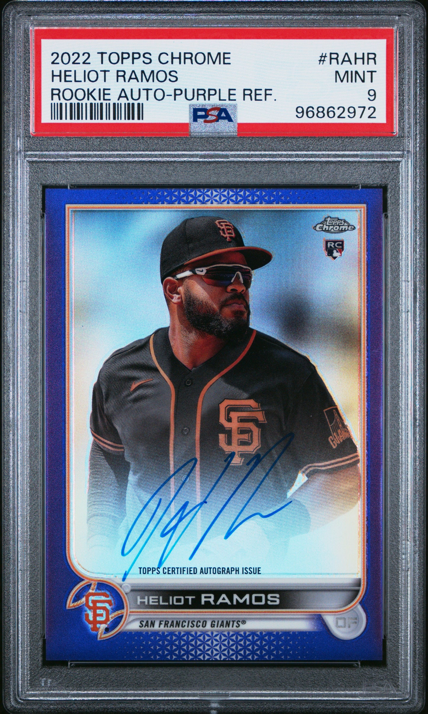 2022 Topps Chrome Heliot Ramos RC #RAHR - Auto Purple /250 PSA 9 Giants