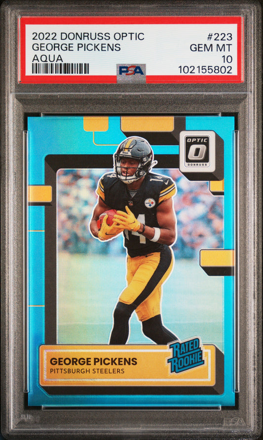 2022 Panini Donruss Optic George Pickens #223 Aqua PSA 10 Pittsburgh Steelers