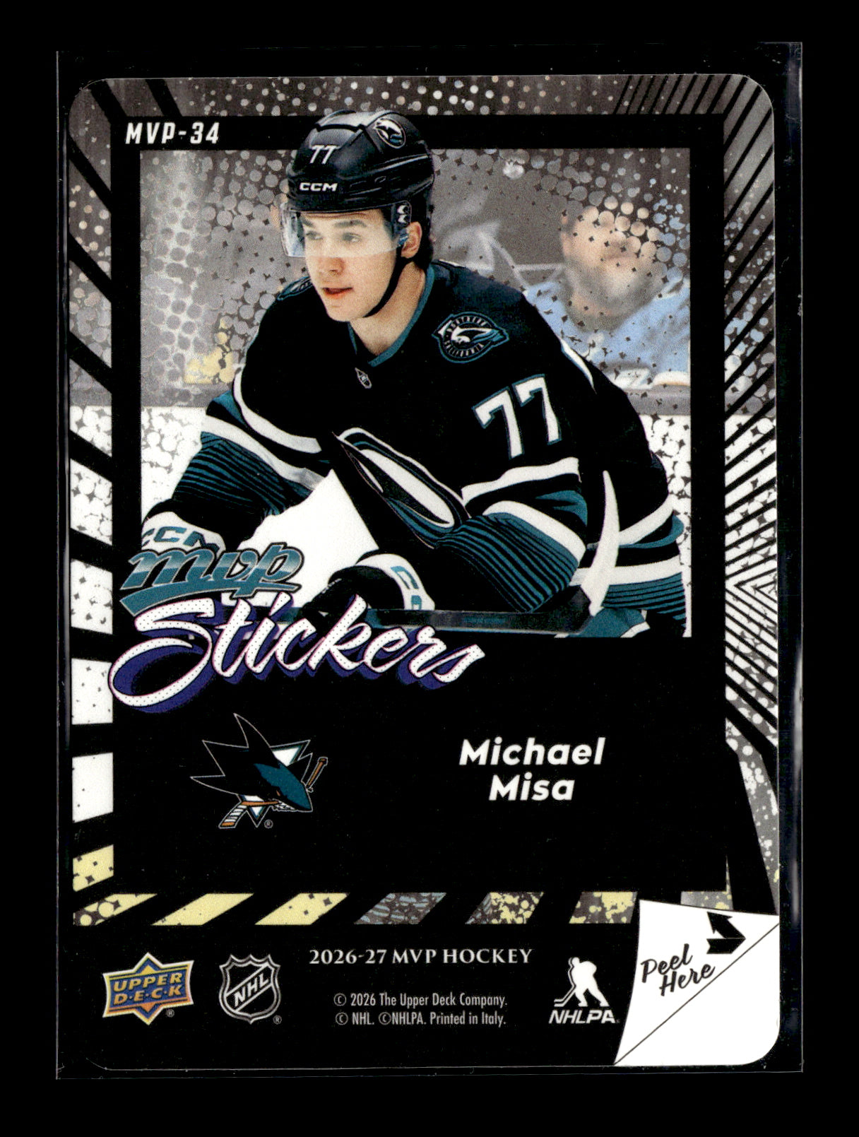 2026-27 Upper Deck MVP Michael Misa #MVP-34 Stickers San Jose Sharks