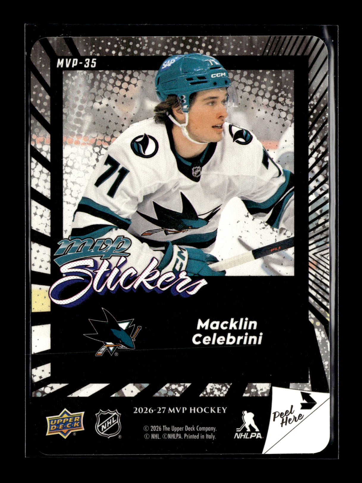 2026-27 Upper Deck MVP Macklin Celebrini #MVP-35 Stickers San Jose Sharks