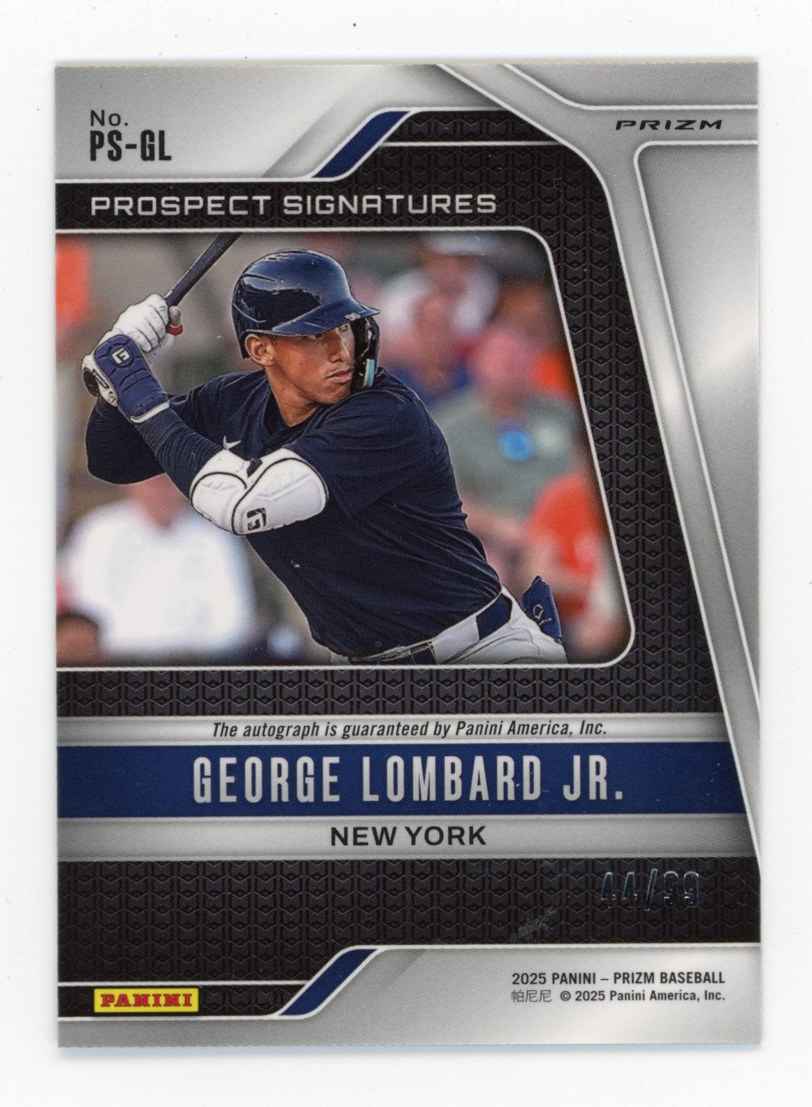 2025 Panini Prizm George Lombard Jr. #PS-GL Red Prizm #/99 Yankees