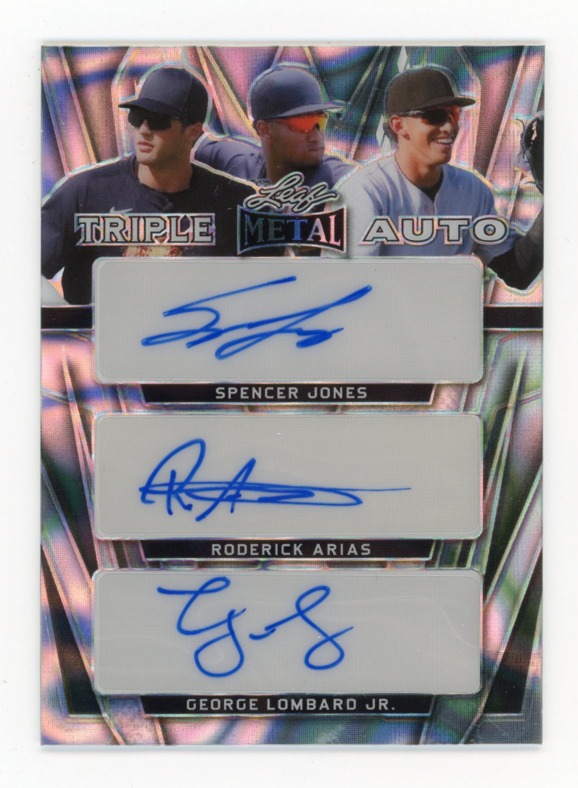 2024 Leaf Metal Spencer Jones Roderick Arias George Lombard Jr. Triple Auto /25