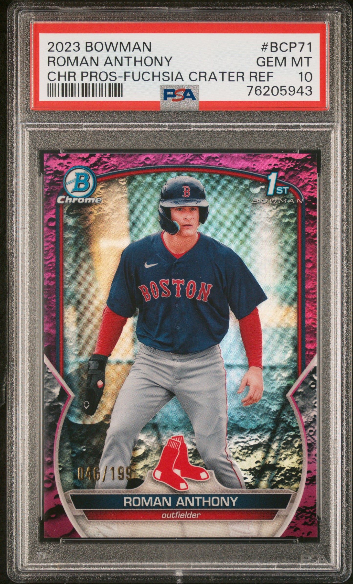 2023 Bowman Chrome Prospects Roman Anthony #BCP71 Chr Pros-Fuchsia Crater PSA 10