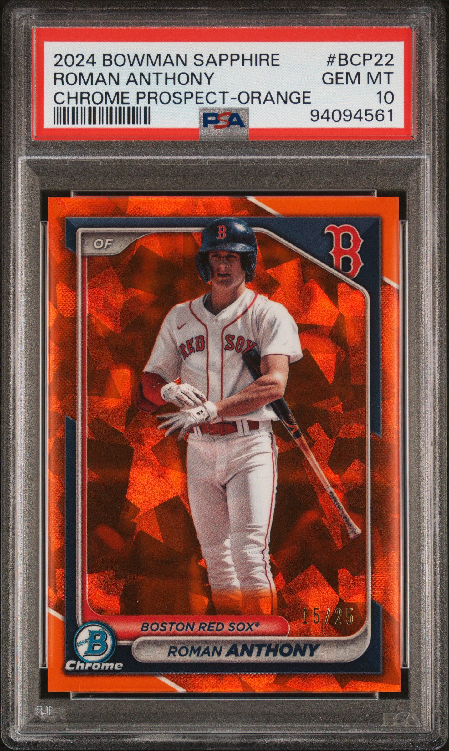 2024 Bowman Sapphire Prospects Roman Anthony Chrome Prospect Orange PSA 10