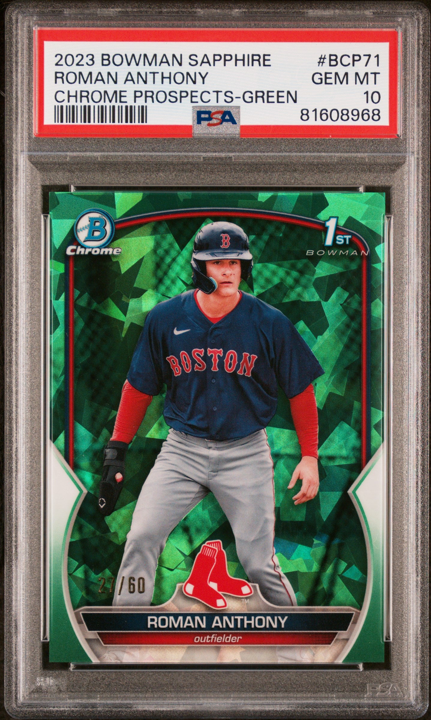2023 Bowman Sapphire Chrome Prospects Roman Anthony Chr Prospects Green PSA 10