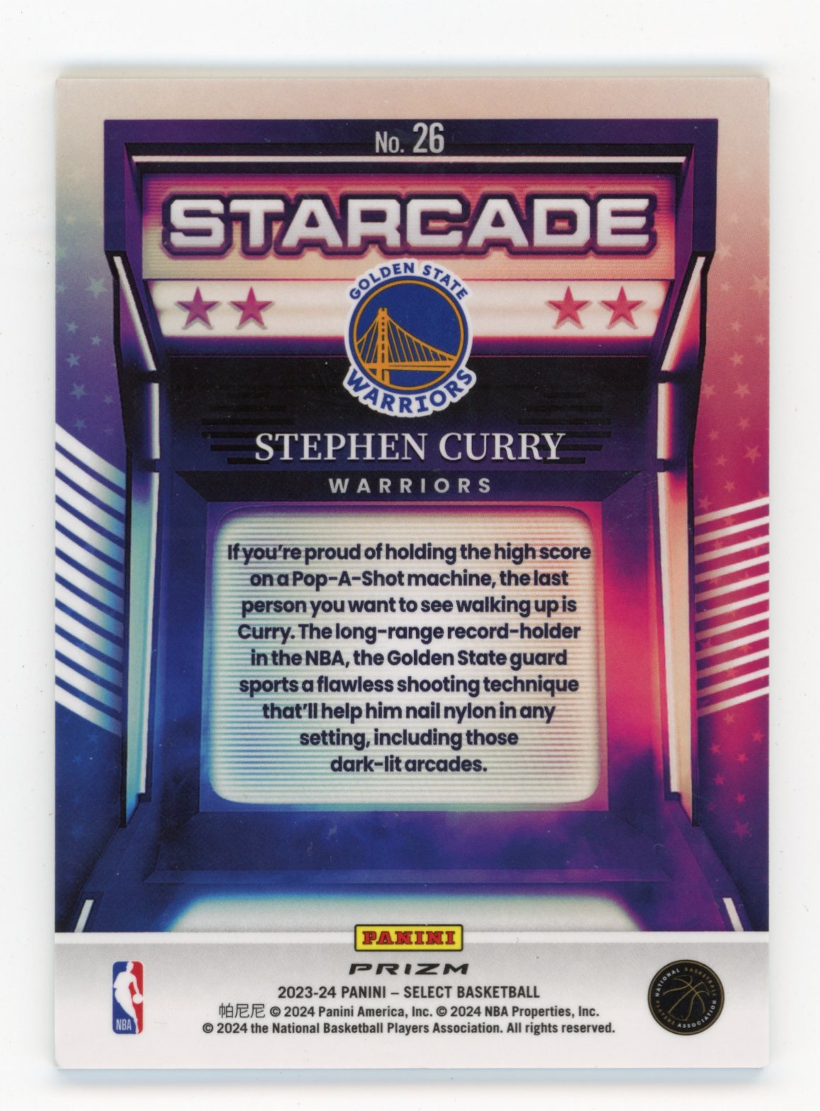2023-24 Panini Select Stephen Curry #26 Starcade Golden State Warriors