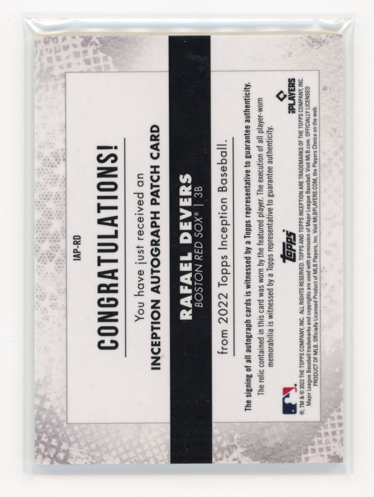 2022 Topps Inception Rafael Devers #IAP-RD Inception Autograph Patch /249
