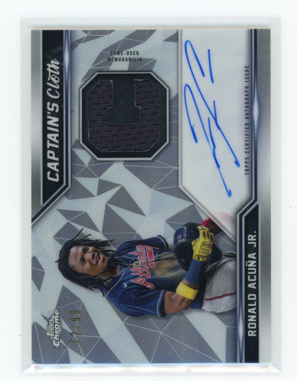 2021 Topps Chrome Ronald Acuña Jr. #CCRA-RA Captain's Cloth Autographs /99