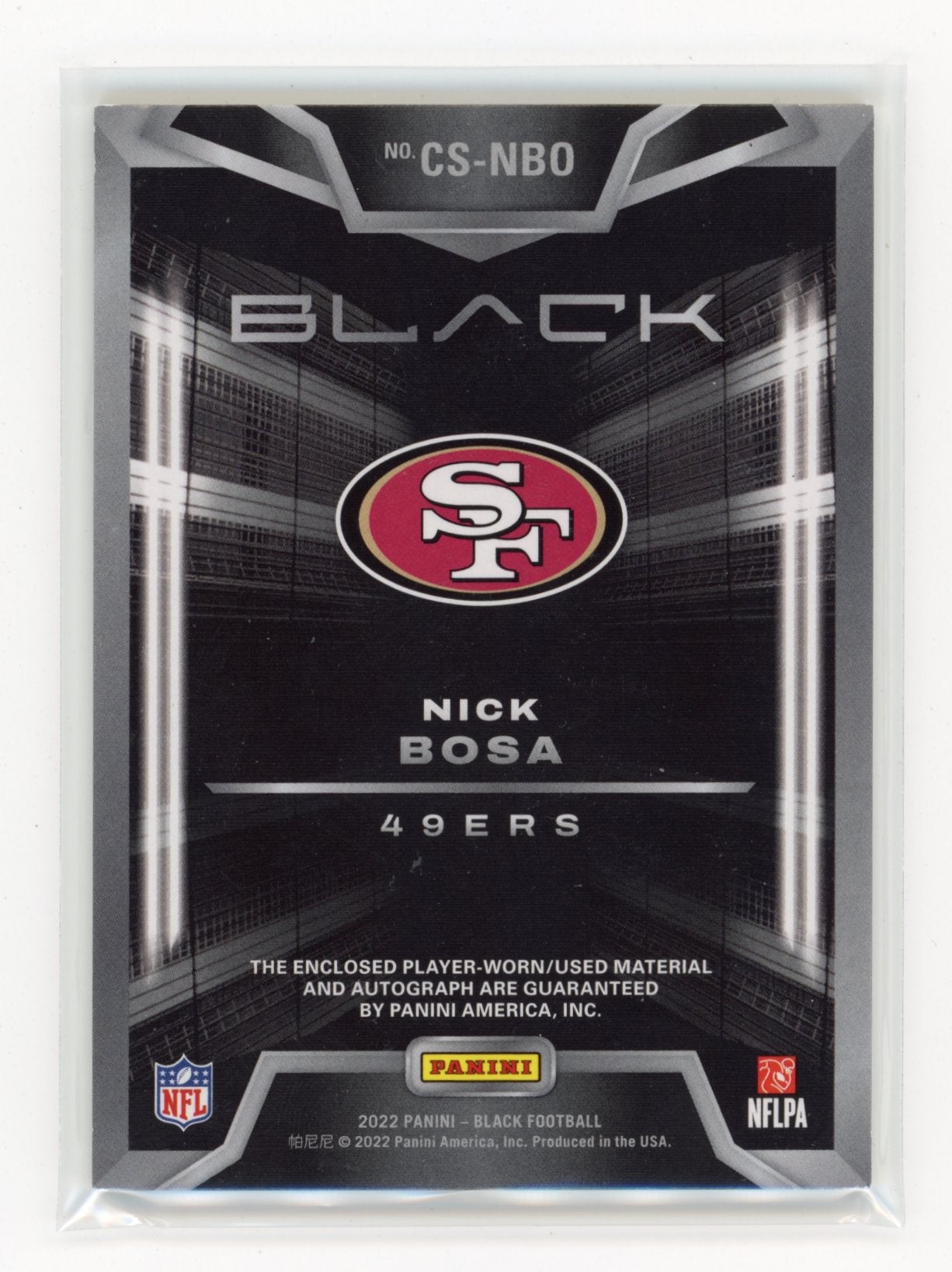 2022 Panini Black Nick Bosa #CS-NBO Capstones #/50 San Francisco 49ers