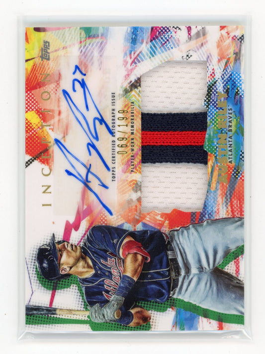2020 Topps Inception Austin Riley #IAP-AR Inception Autograph Patch #/199