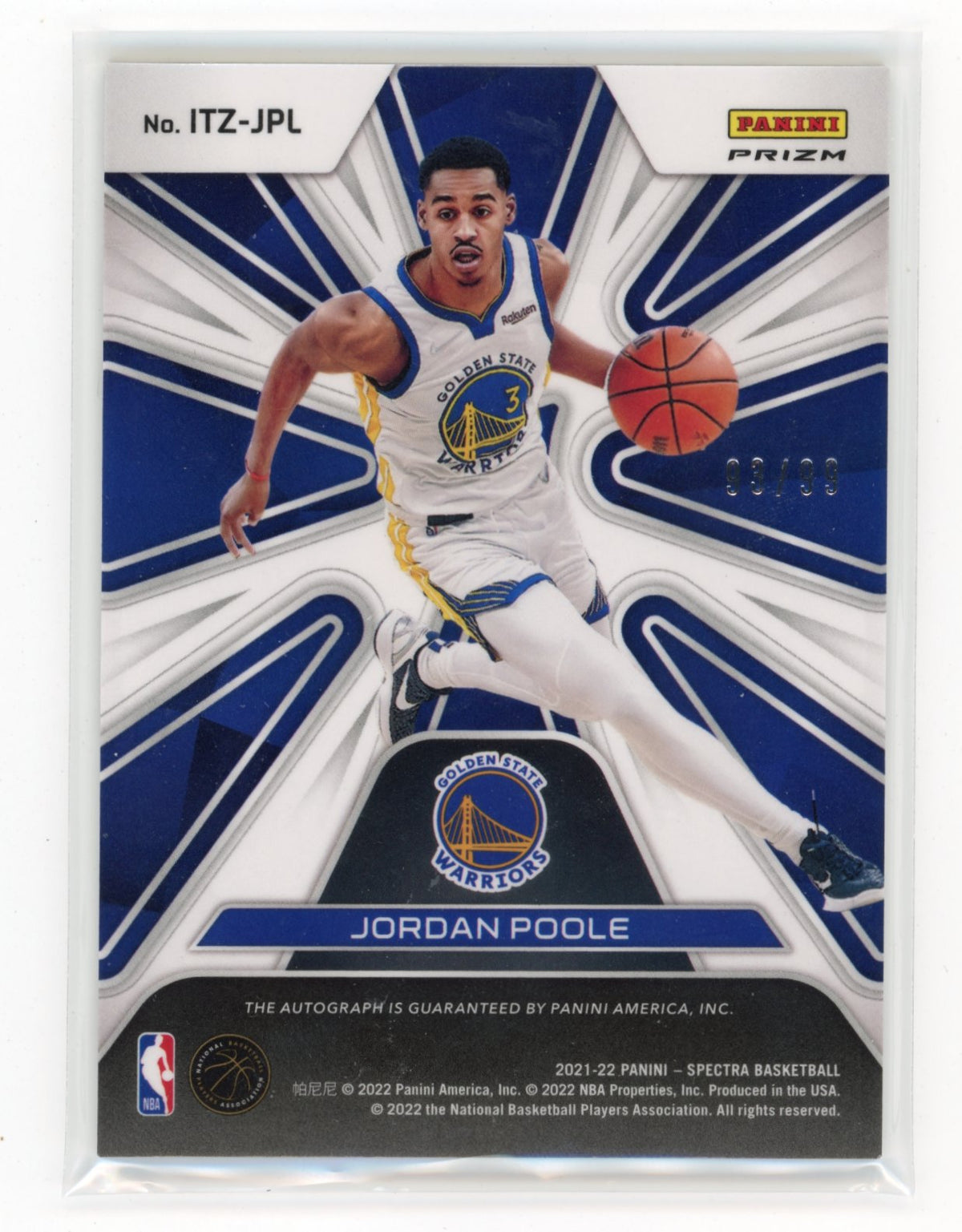 2021-22 Panini Spectra Jordan Poole #ITZ-JPL In The Zone Autographs #/99