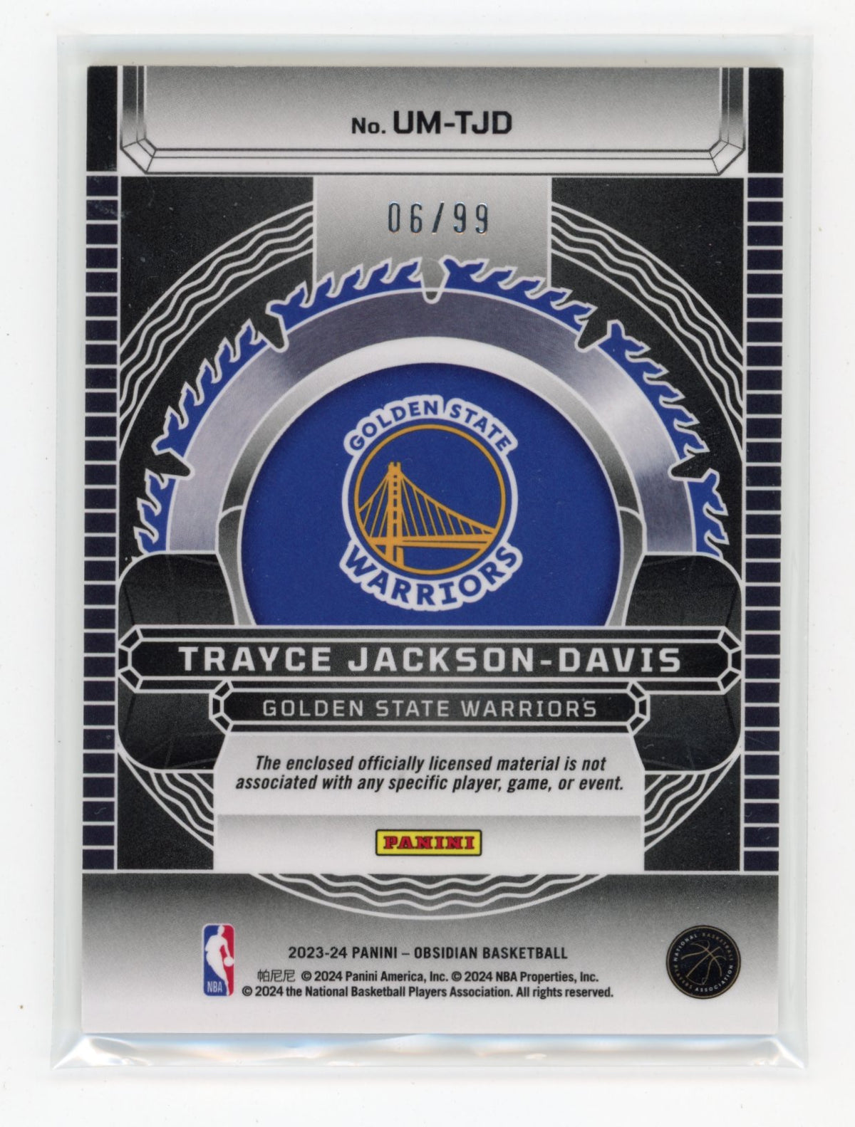 2023-24 Panini Obsidian Trayce Jackson-Davis #UM-TJD Unbreakable Orange /99