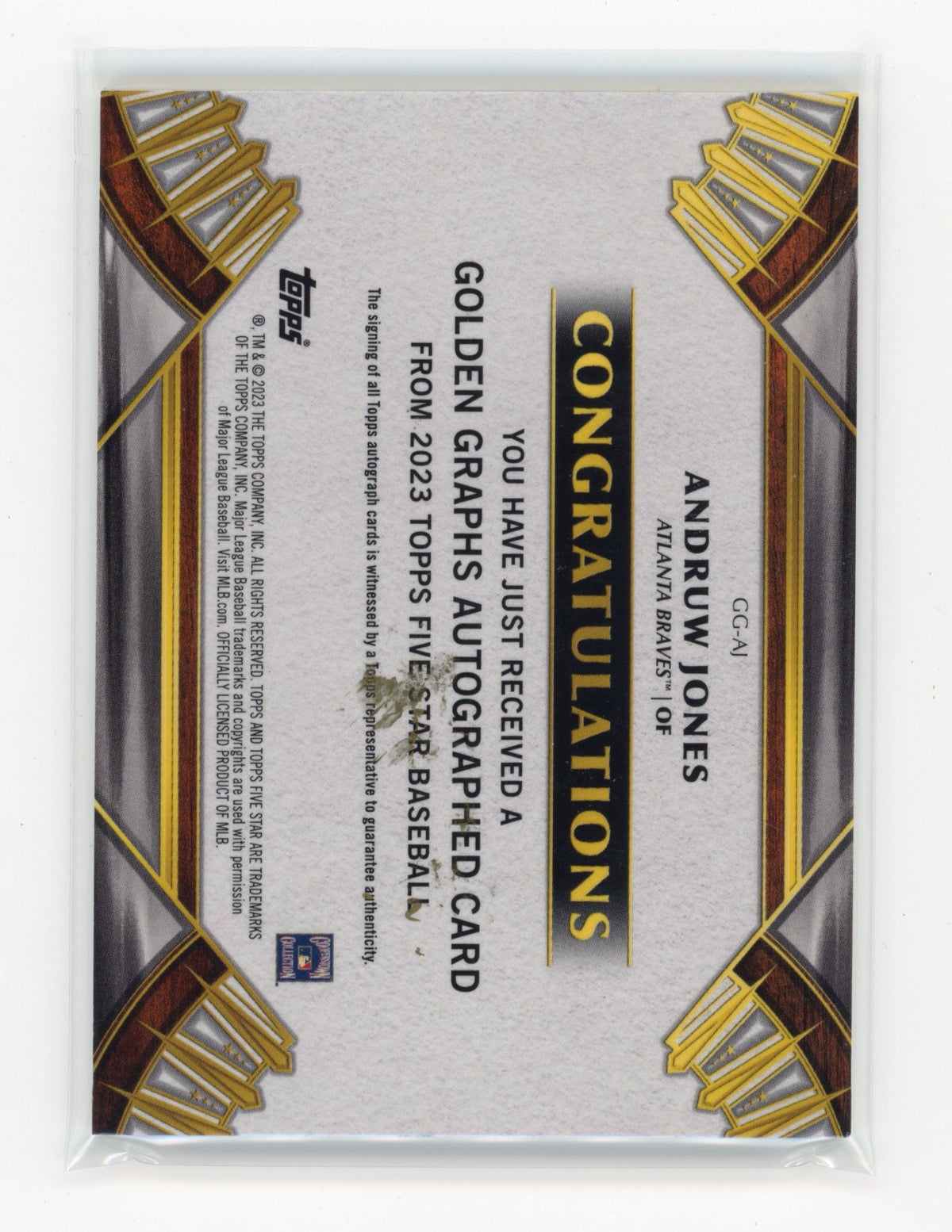 2023 Topps Five Star Andruw Jones #GG-AJ Five Star Golden Graphs Autographs /25