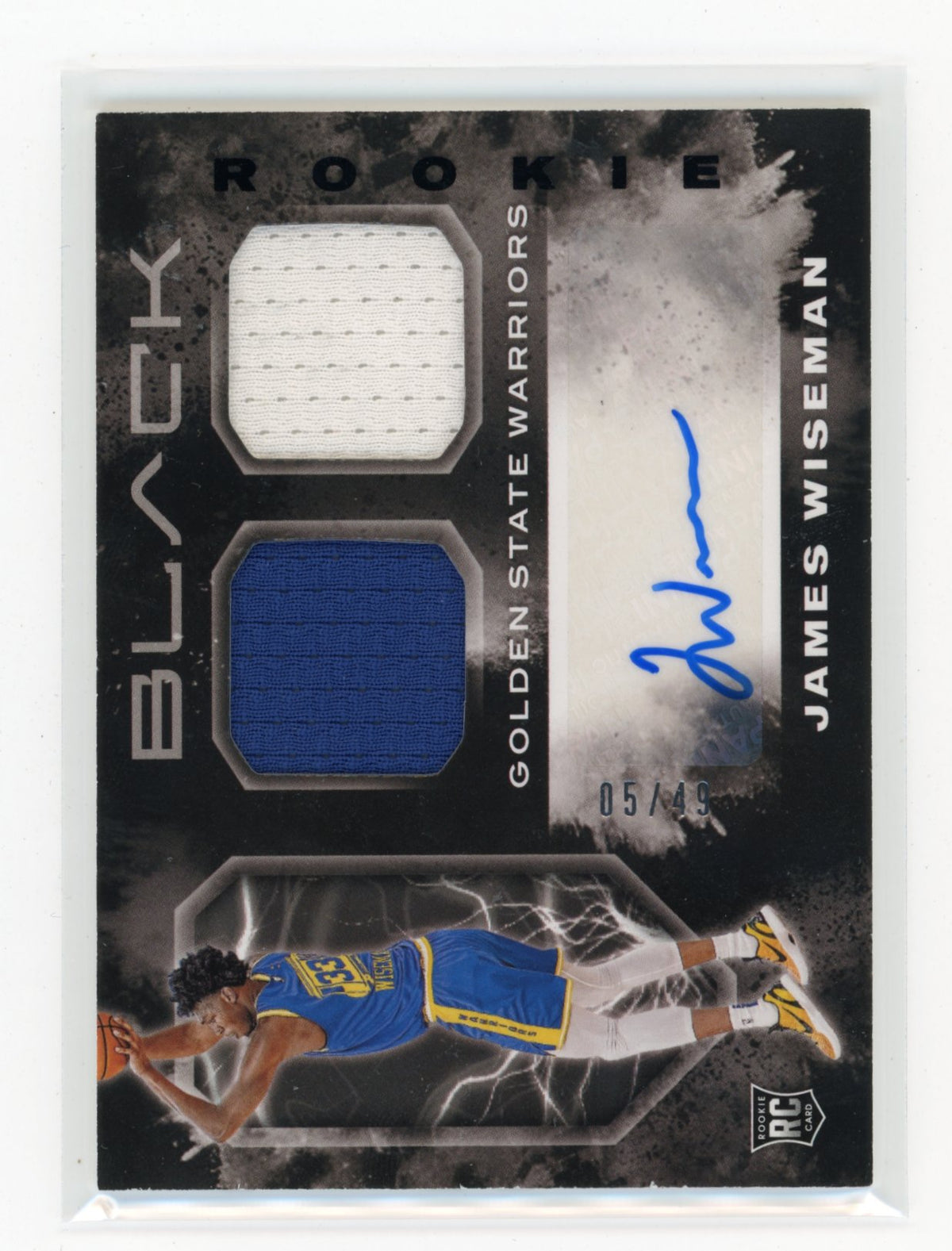 2020-21 Panini Black James Wiseman #RMA-WIS Rookie Memorabilia Autographs #/49