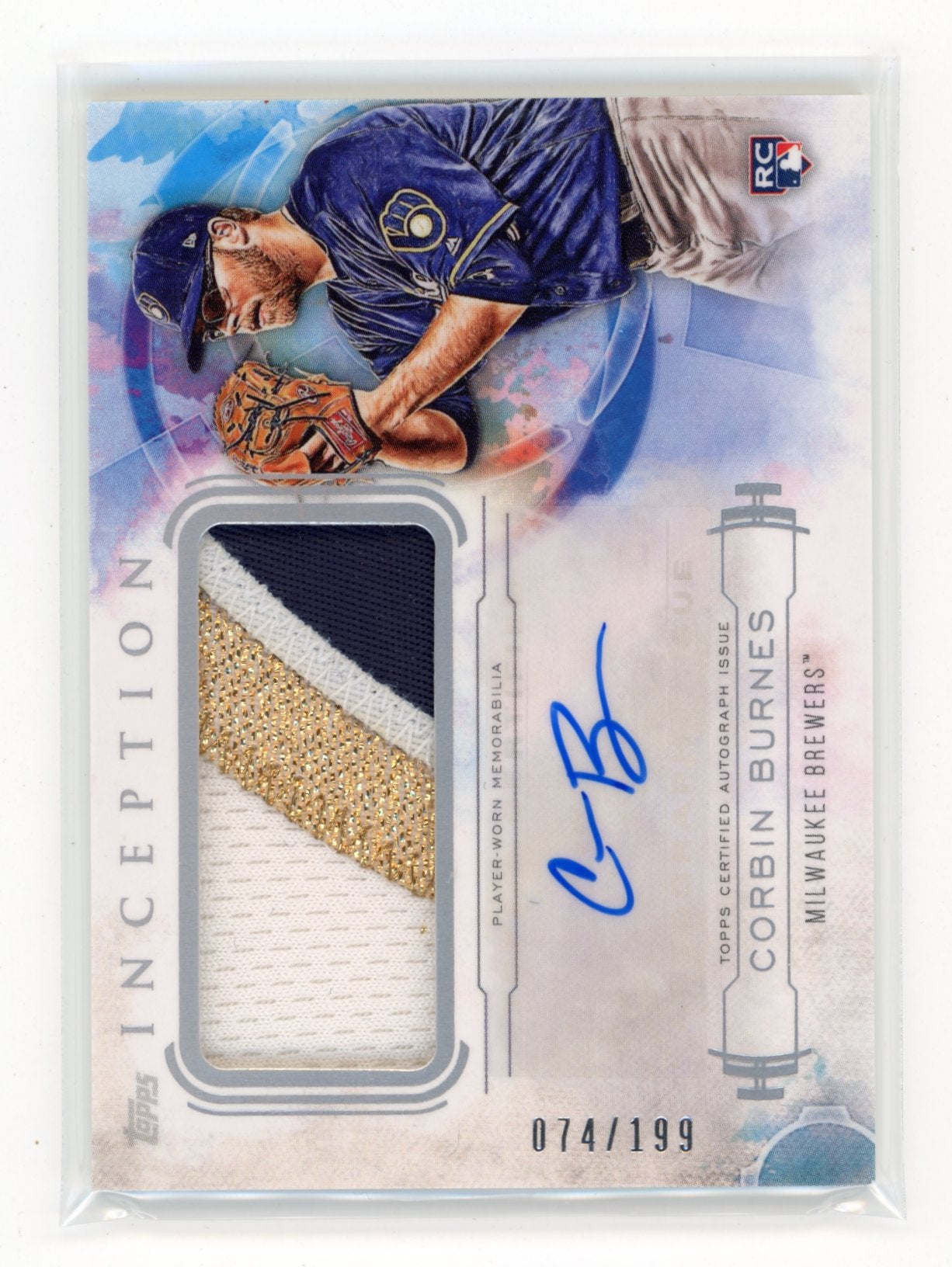 2019 Topps Inception Corbin Burnes #IAP-CB Inception Autograph Patch #/199