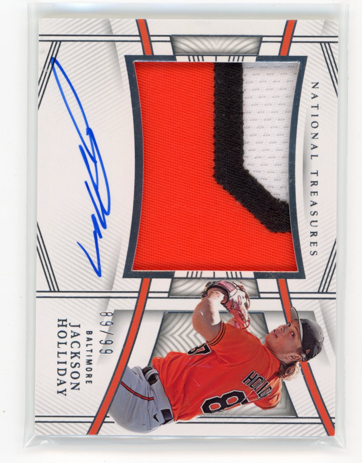 2023 Panini National Treasures Jackson Holliday #3 Rookie Material Signatures/99
