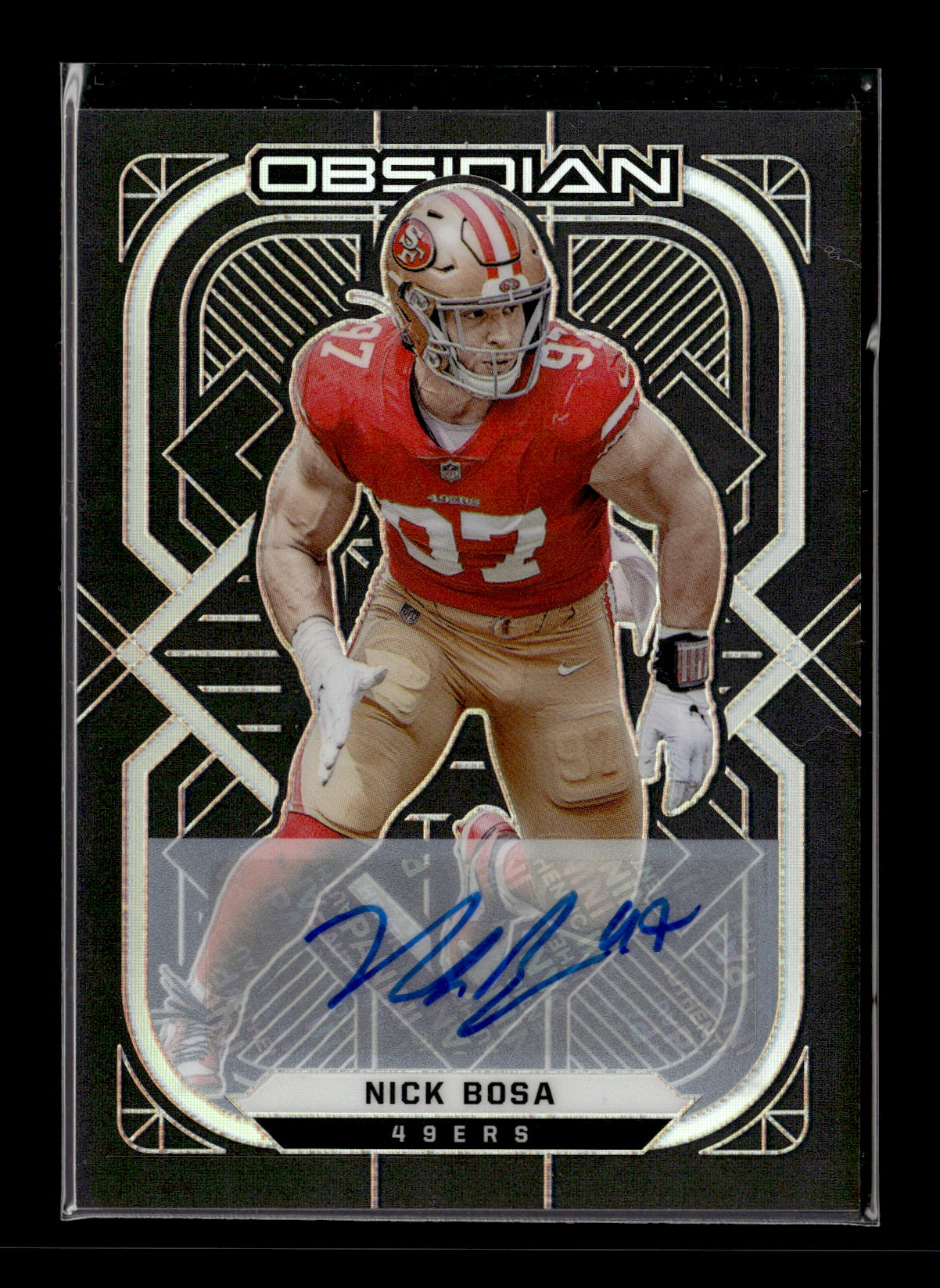 2021 Panini Obsidian Nick Bosa #90 Electric Etch Yellow #/25 San Francisco 49ers