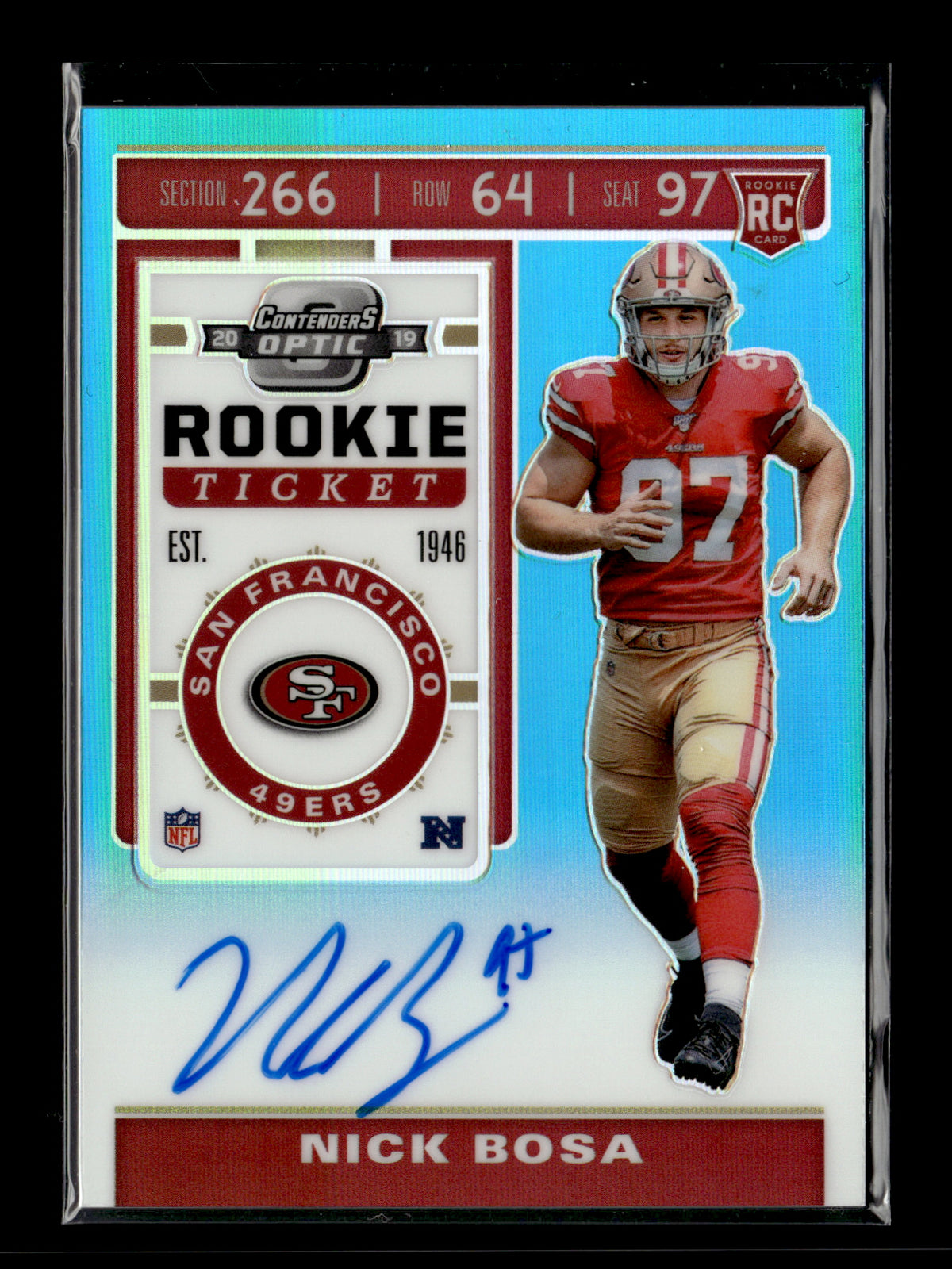 2019 Panini Contenders Optic Nick Bosa #131 Teal #/149 San Francisco 49ers