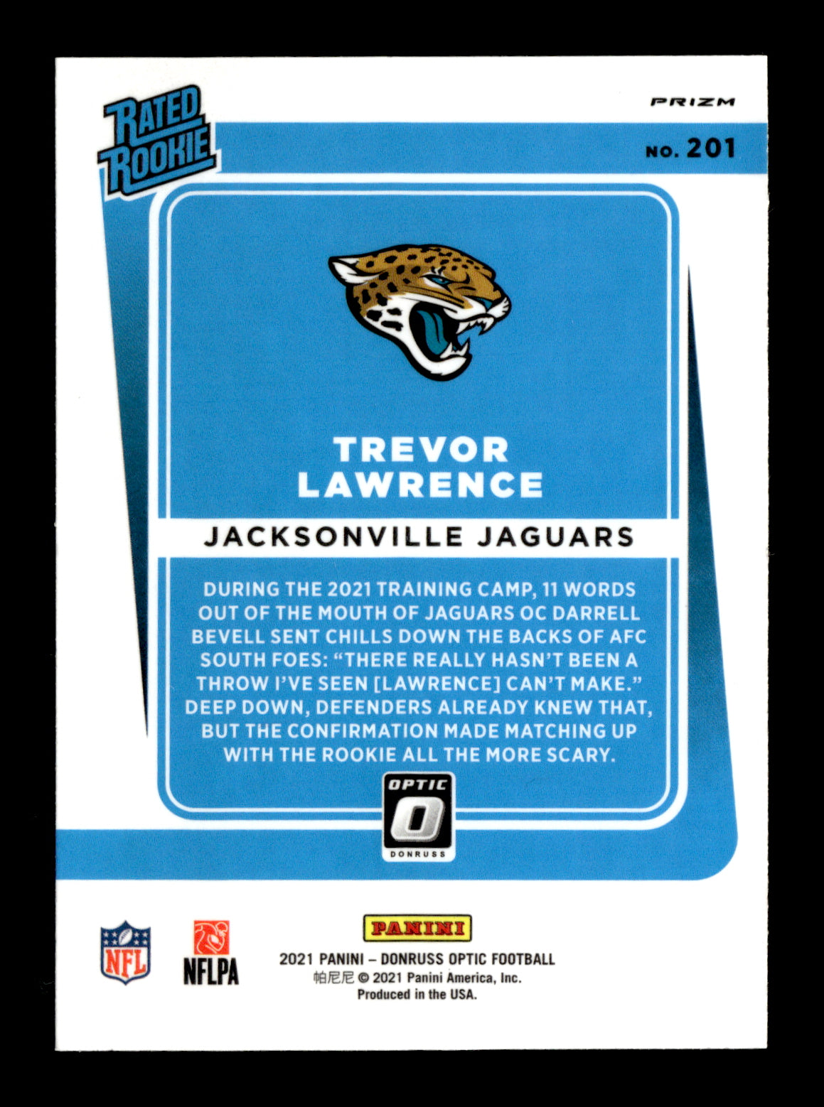 2021 Donruss Optic Trevor Lawrence #201 Holo Jacksonville Jaguars