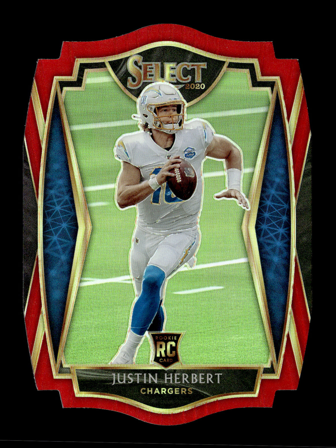 2020 Panini Select Justin Herbert #144 Red Prizm Die Cut Los Angeles Chargers