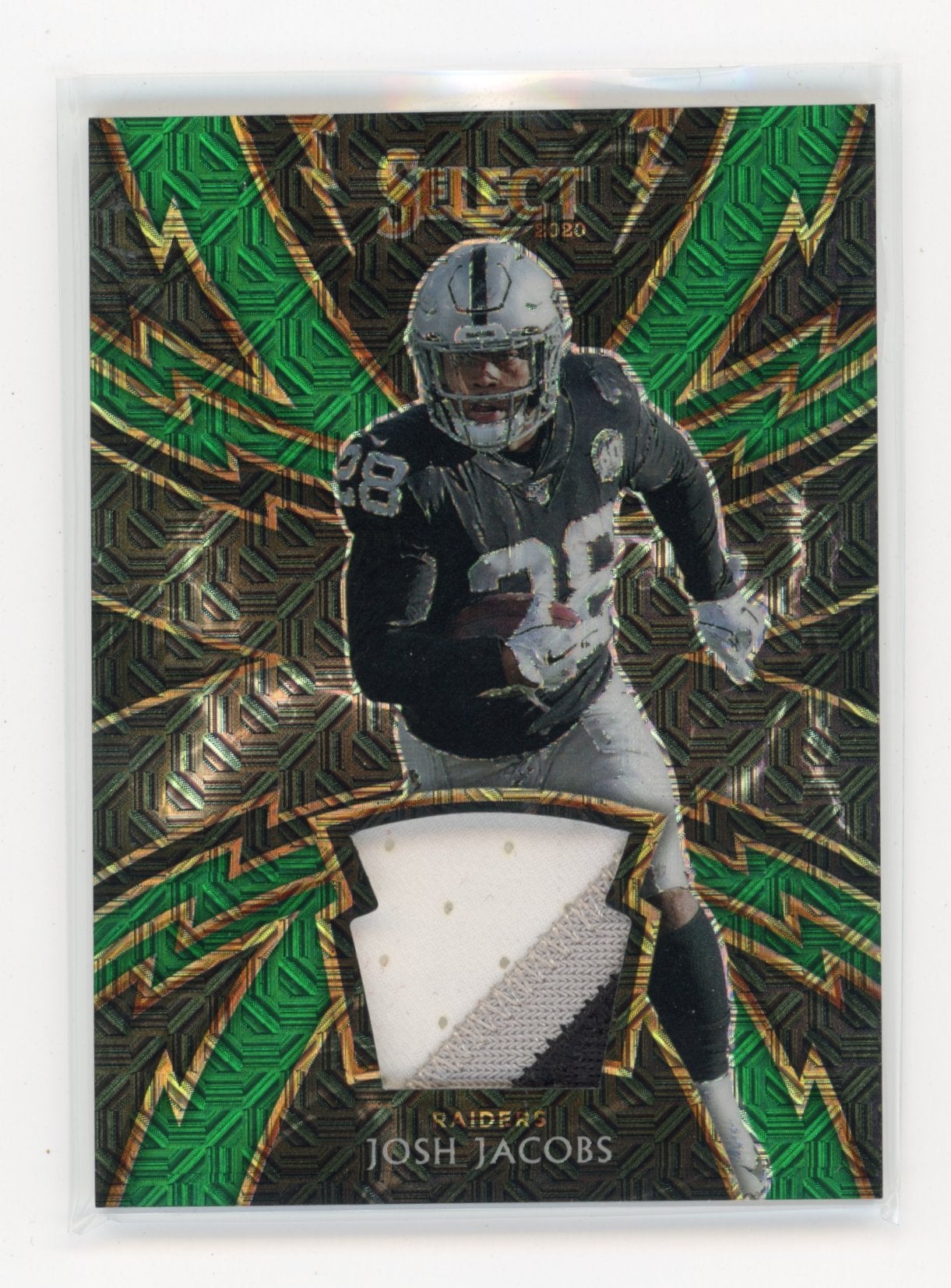 2020 Panini Select Josh Jacobs #SP-JJO Sparks Green Prizm #/5 Las Vegas Raiders