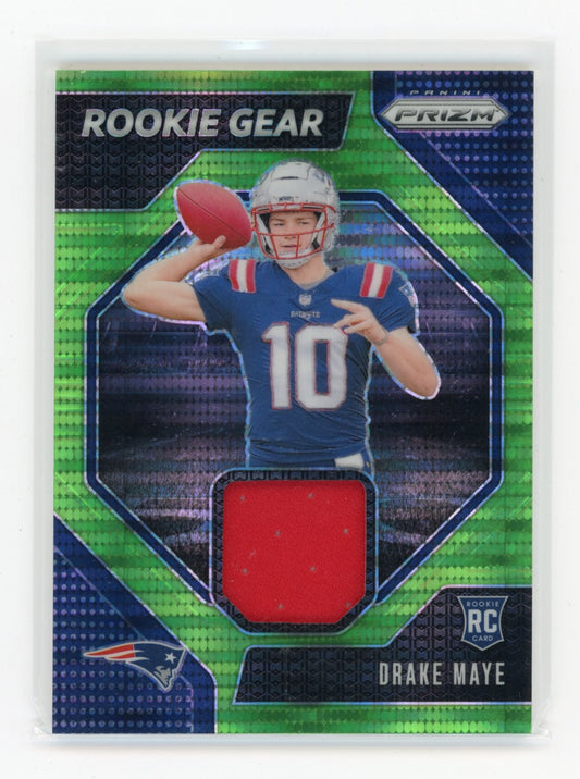 2024 Panini Prizm Drake Maye #RG-DME Rookie Gear Neon Green Pulsar