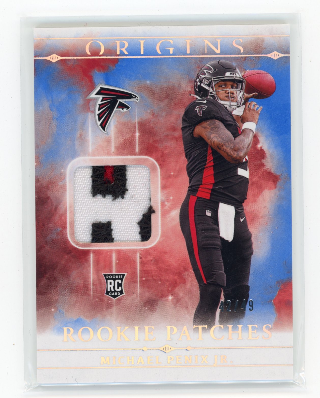2024 Panini Origins Michael Penix Jr. #RPT-MPE Rookie Patches Blue #/49