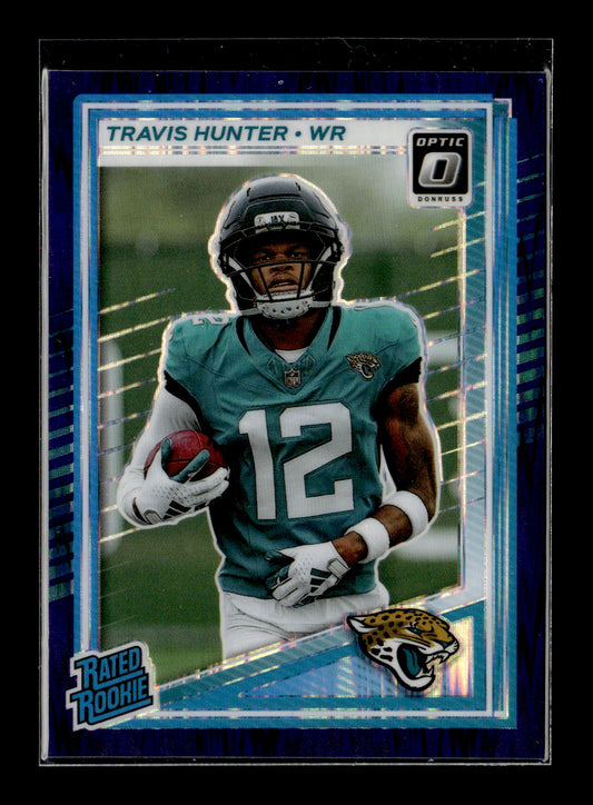2025 Donruss Optic Travis Hunter #201 Purple Shock Jacksonville Jaguars
