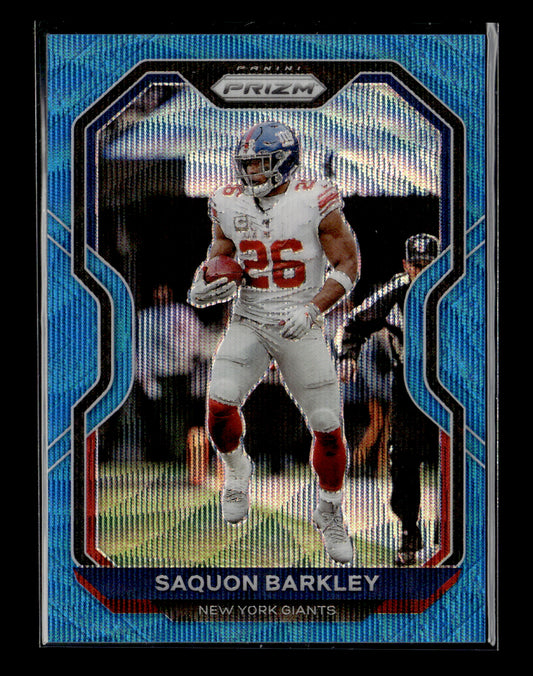 2020 Panini Prizm Saquon Barkley #160 Prizm Blue Wave #/199 New York Giants
