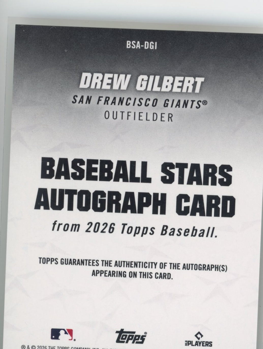 2026 Topps Autograph Drew Gilbert #CC2-DG San Francisco Giants