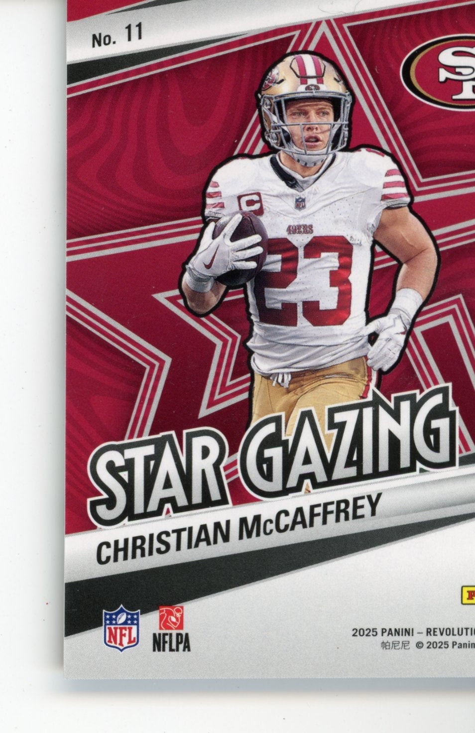 2025 Revolution Christian McCaffrey #11 Star Gazing Purple #/10 San Fran 49ers