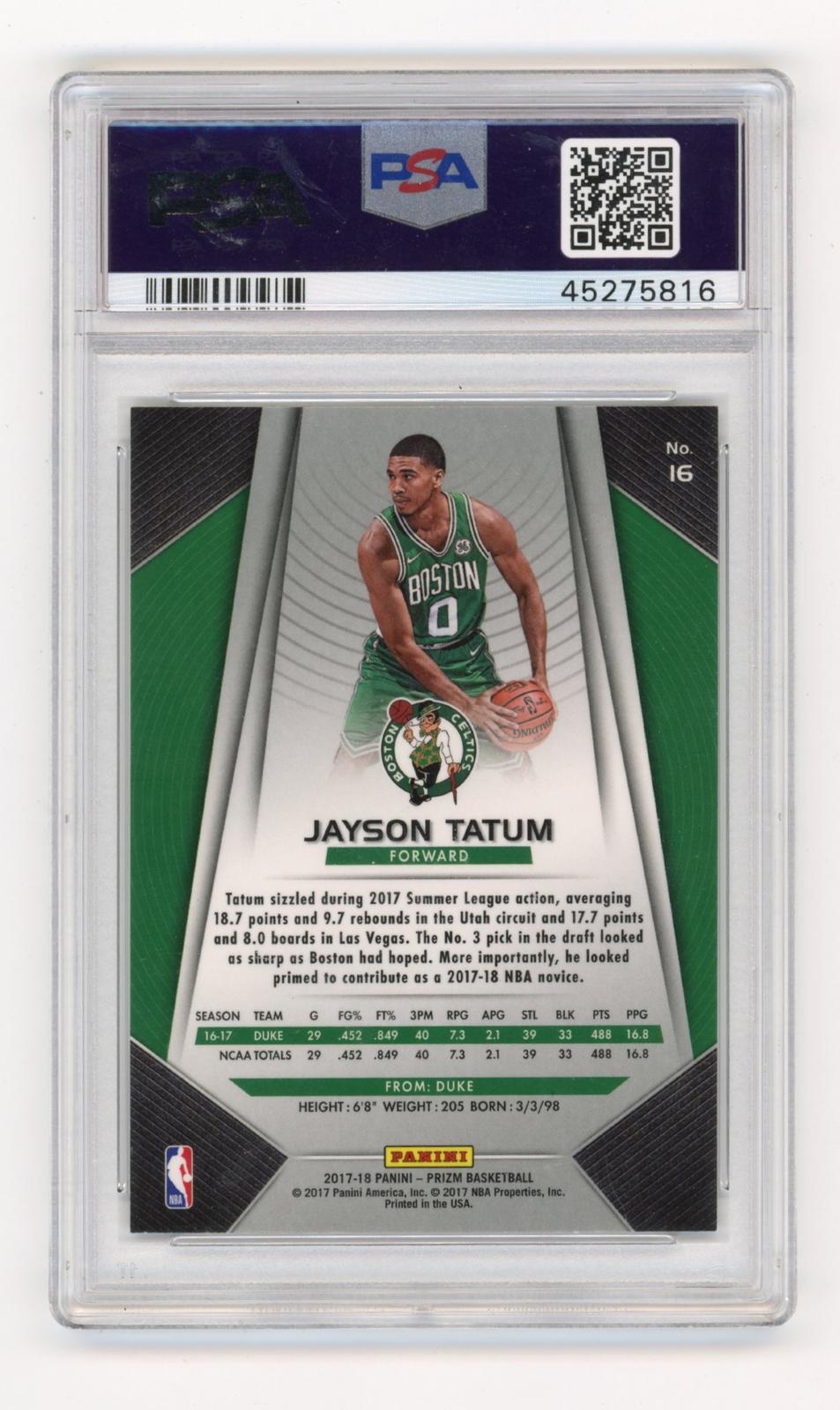 2017 Panini Prizm Jayson Tatum #16 PSA 10