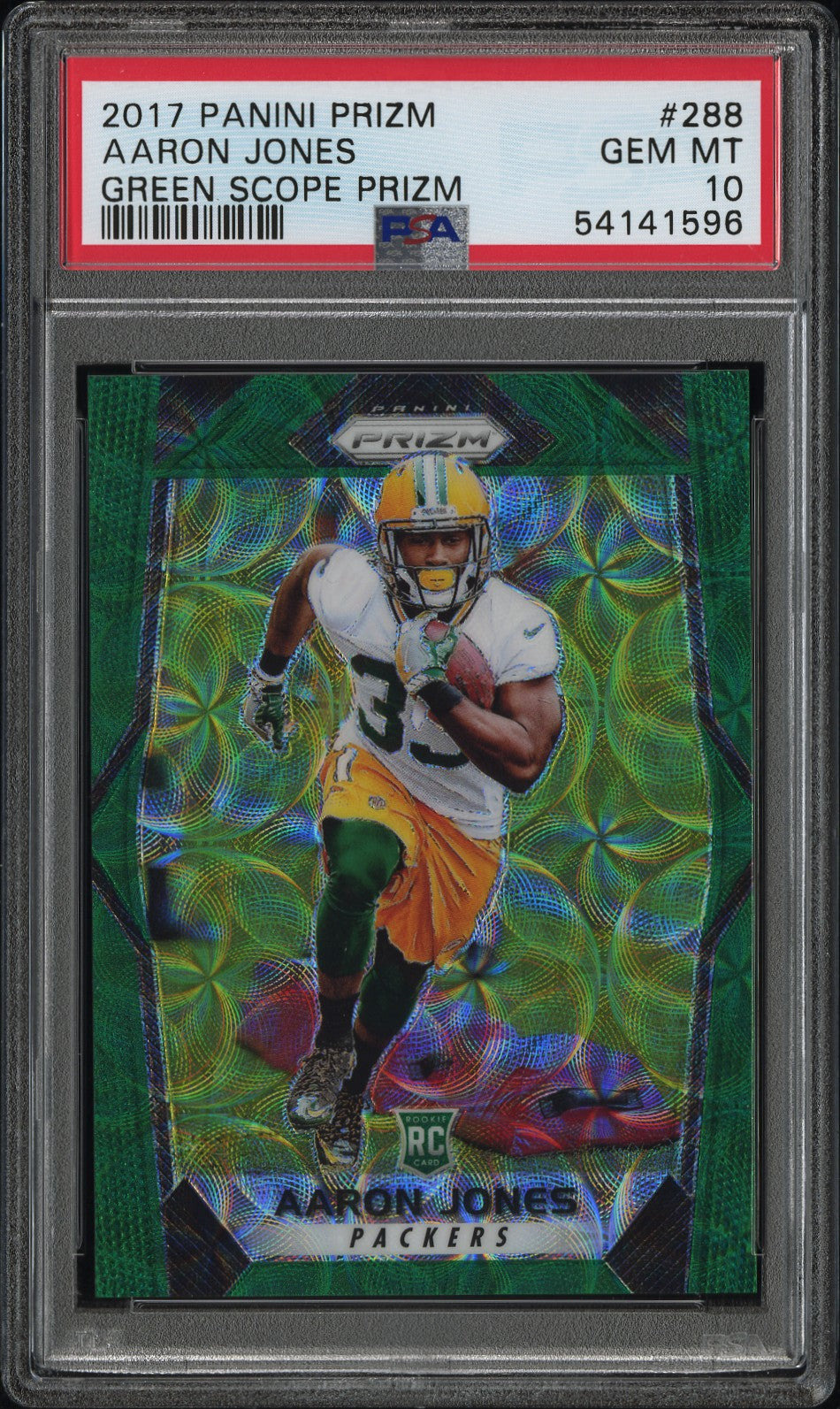 2017 Panini Prizm Aaron Jones #288 Green Scope Prizm PSA 10 Green Bay Packers