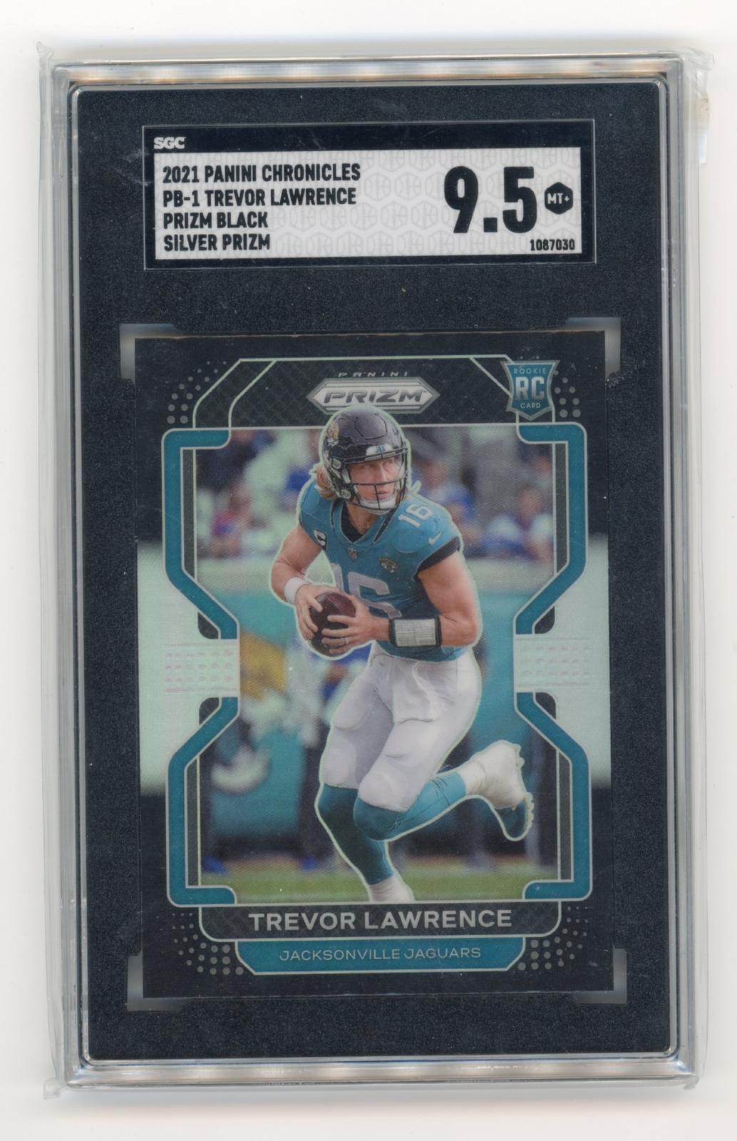 2021 Panini Chronicles Trevor Lawrence #PB-1 Prizm Black Silver SGC 9.5