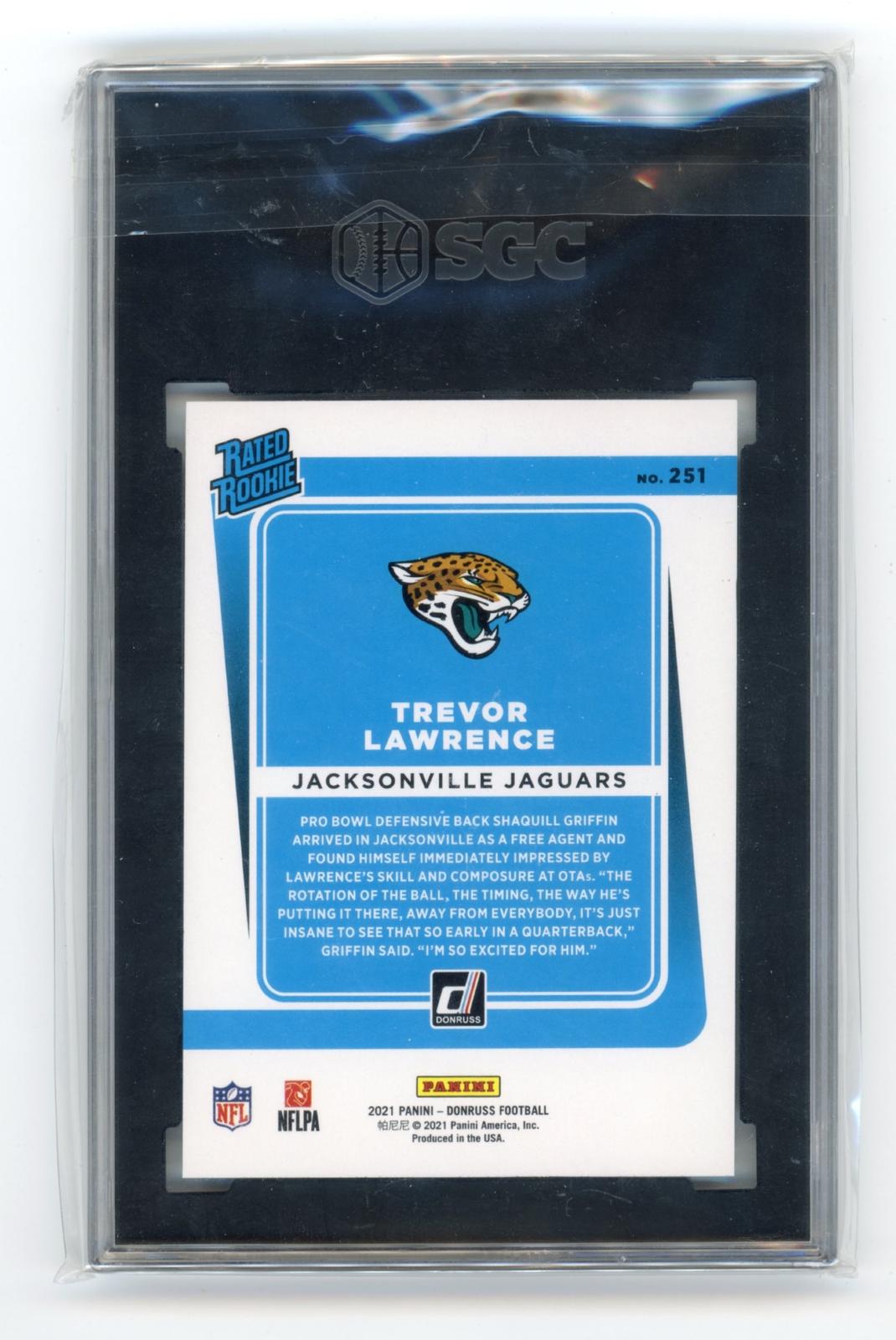 2021 Donruss Trevor Lawrence #251 Jacksonville Jaguars SGC 10