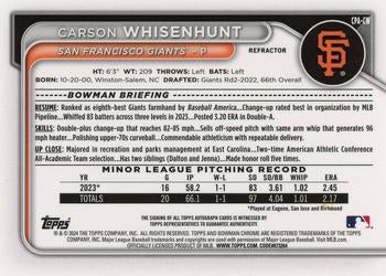 2024 Bowman #CPA-CW Carson Whisenhunt Chrome  Auto Refractors #/499 Giants
