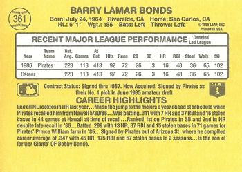1987 Donruss #361 Barry Bonds Rookie Pittsburgh Pirates