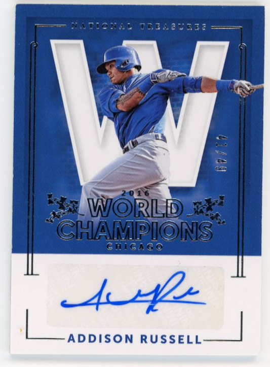 2017 Panini National Treasures Addison Russell #WCS-AR - #/49 Autograph Cubs