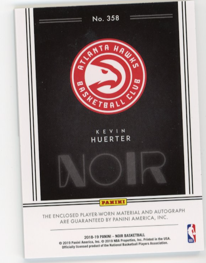2018-19 Panini National Treasures Kevin Huerter RC #358 - #/99 Patch Autograph Hawks