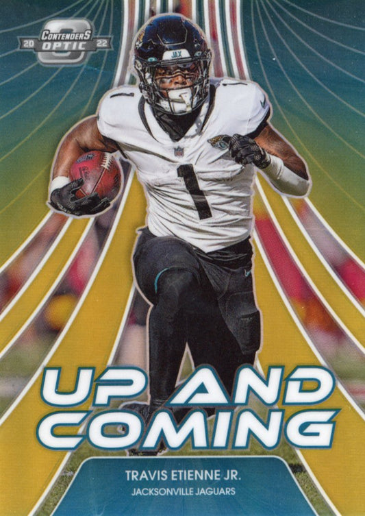 2022 Panini Contenders Optic Travis Etienne Jr. Up and Coming #UC-9 - Gold #/10 Jaguars