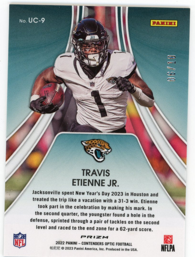 2022 Panini Contenders Optic Travis Etienne Jr. Up and Coming #UC-9 - Gold #/10 Jaguars