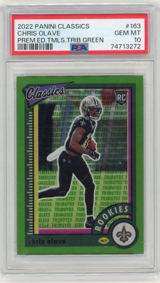 2022 Panini Classics Chris Olive RC #163 - Green #/20 PSA 10 Saints