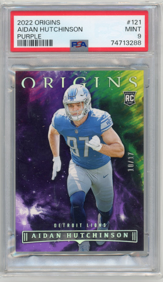 2022 Origins Aidan Hutchinson RC #121 - Purple #/17 PSA 9 Lions