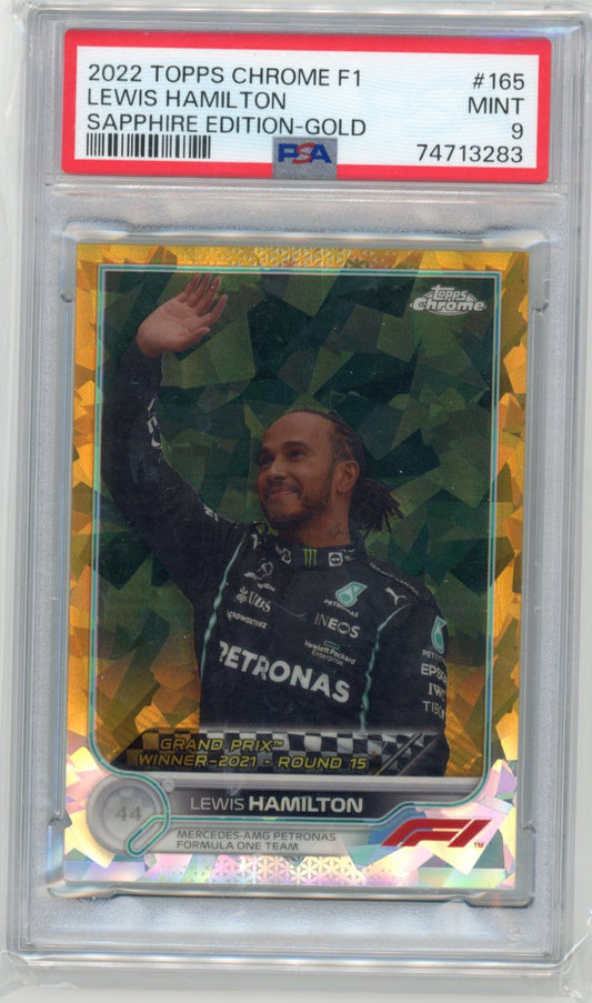 2022 Topps Chrome Sapphire F1 Lewis Hamilton #165 - Gold #/50 PSA 9