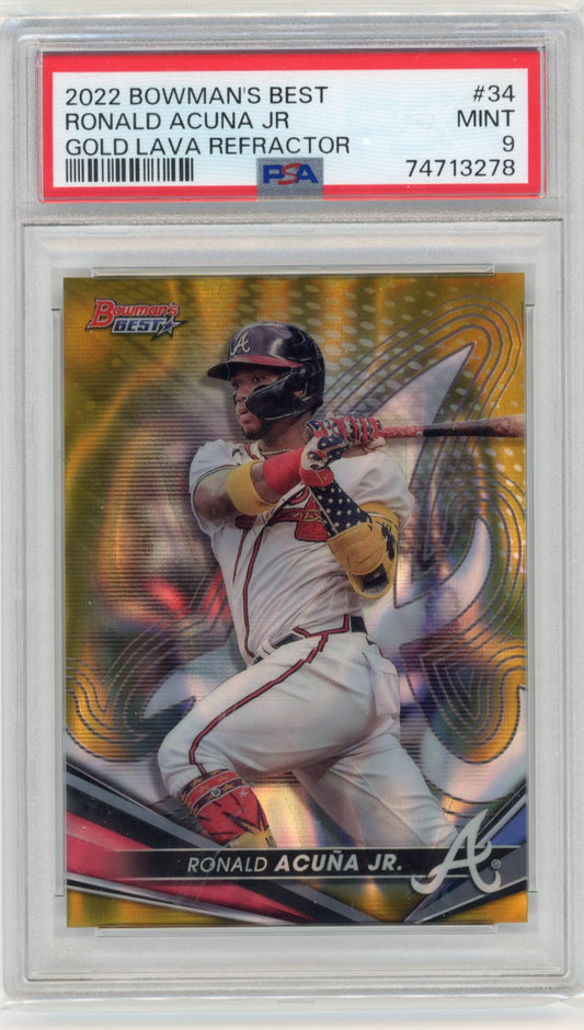 2022 Bowman's Best Ronald Acuna Jr. #34 - Gold Lava #/75 PSA 9 Braves