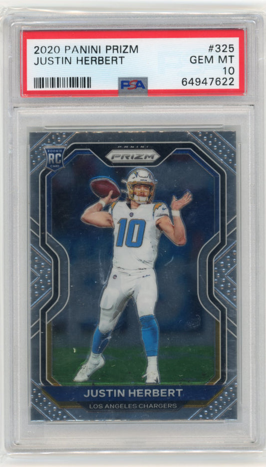 2020 Panini Prizm Justin Herbert RC #325 - PSA 10 Chargers