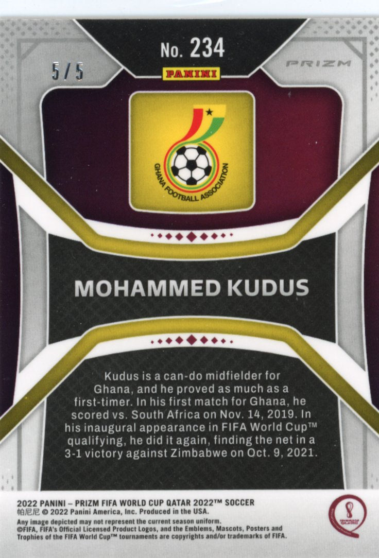 2022 Panini Prizm Fifa World Cup Qatar Mohammed Kudus #234 - Blue Shimmer #/5 Ghana
