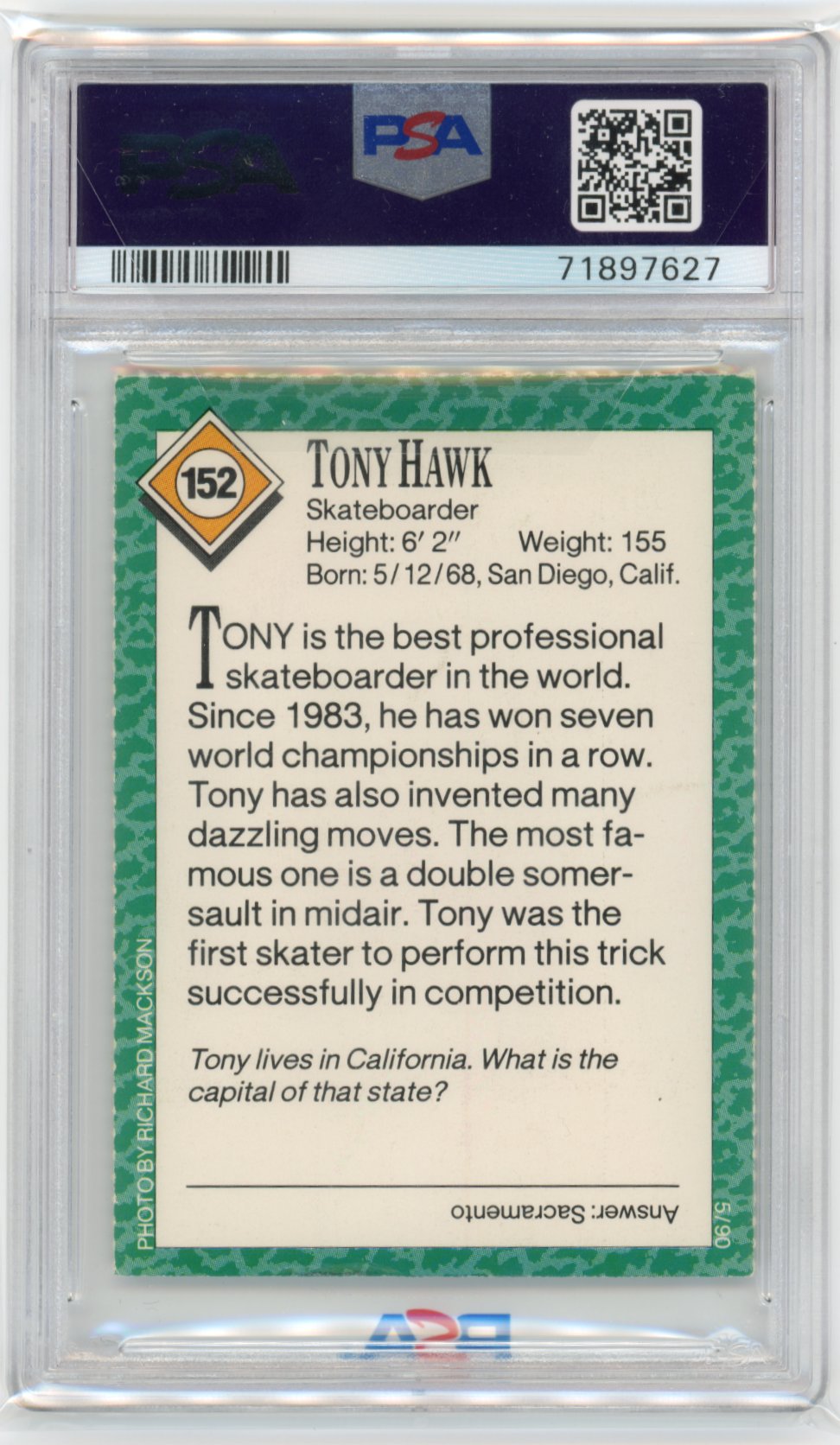 1990 Sports Illustrated Tony Hawk #152 -  PSA 4