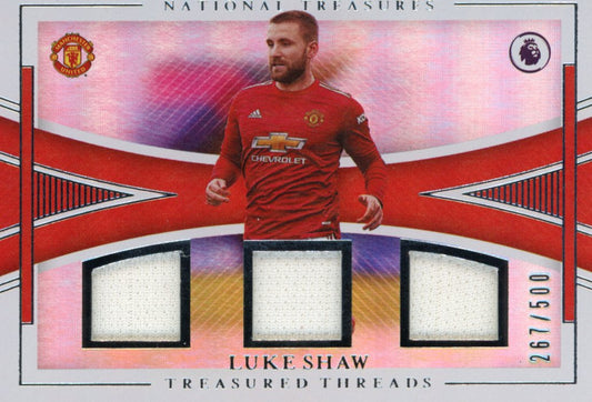 2020/21 Panini Chronicles National Treasures Luke Shaw Treasured Threads #TT-LS - #/500 Relic Refractor Manchester United